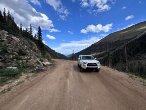 Driving Old Fall River Road to Chasm Falls in Rocky Mountain National Park near Estes Park