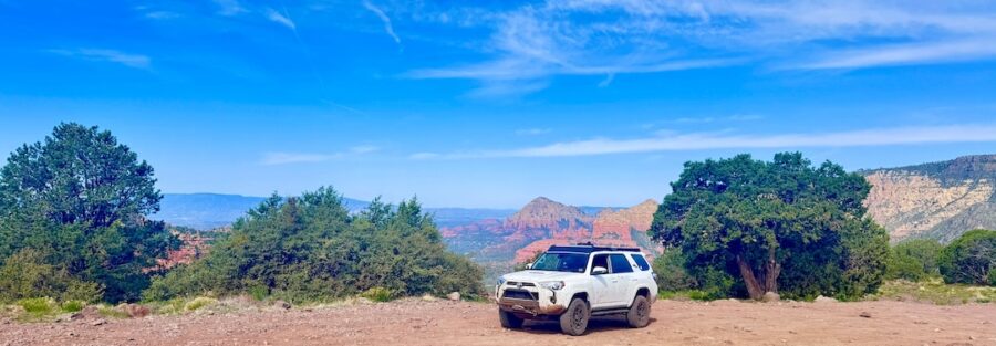 Panoramic view from Schnebly Hill Vista over Sedona canyons