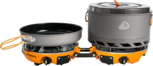 Jetboil Genesis Basecamp modular stove system on picnic table