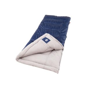 Coleman Brazos sleeping bag laid out at campsite