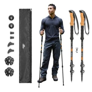 Cascade Mountain Tech aluminum trekking poles with cork grips