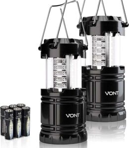 Vont LED lanterns lighting up car camping site