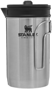 Stanley Adventure French Press brewing coffee at campsite